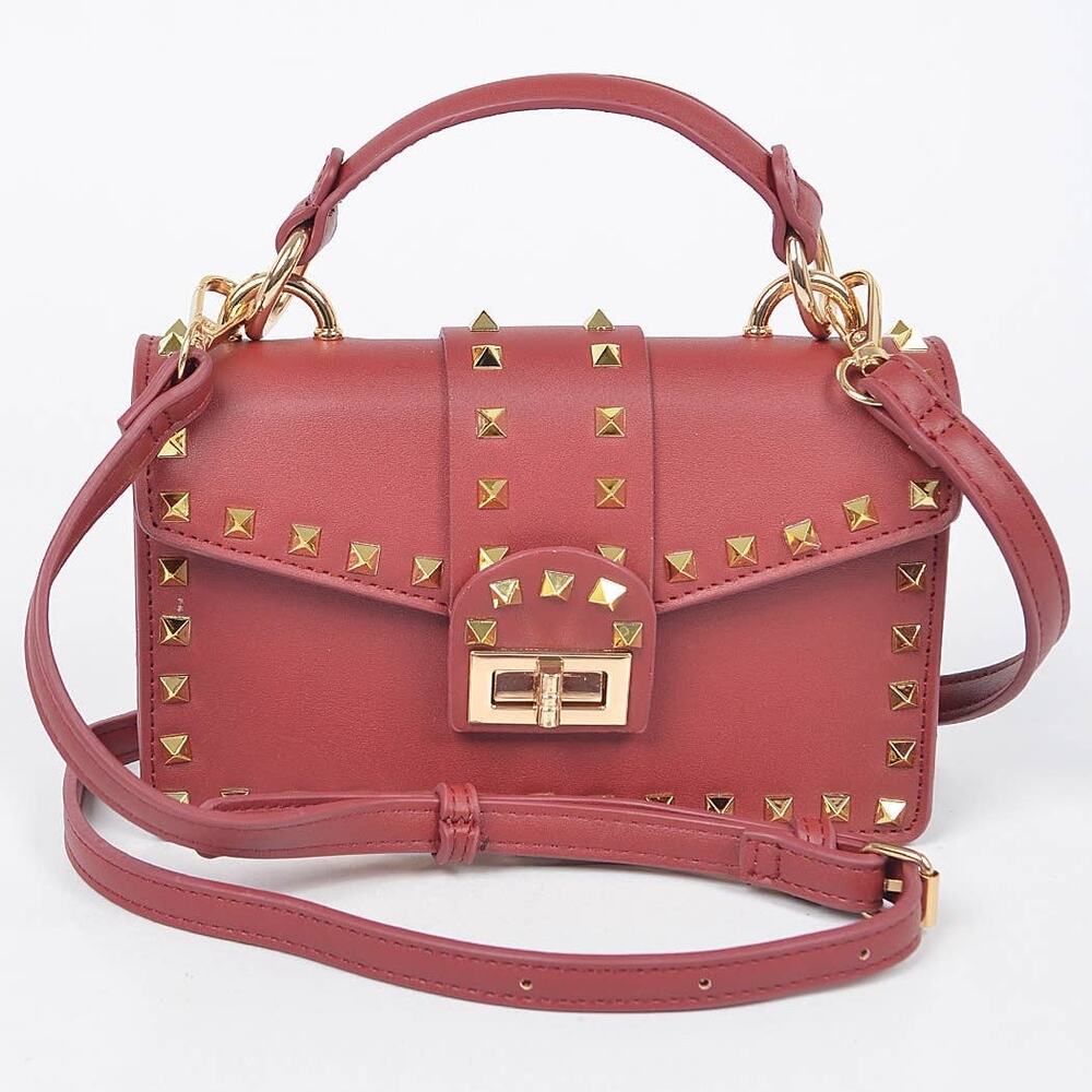 NWT 3 AM by H&D Accessories Studded Convertible Bright Red Crossbody